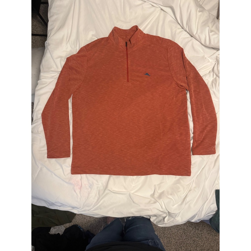 Tommy Bahama Mens XL Emfielder Qtr Zip Pullover Sweater Lot of 2 Orange Green - Picture 10 of 10